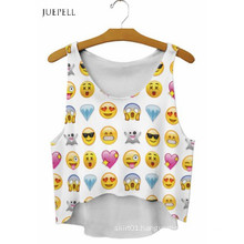 Guangzhou OEM Scoop Neck Loose-Fitting Emoji Print Crop Top